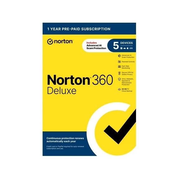 Norton 360 Deluxe 2024 - 5 Devices - 1 Year